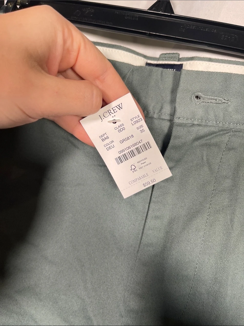J. CREW MENS FLEX CHINO SHORT GREEN 7” 35 NEW WITH TAGS L0923